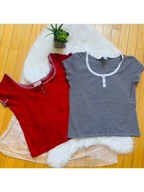 LOFT Red and Black Short Sleeve Tees Size Small and Medium
